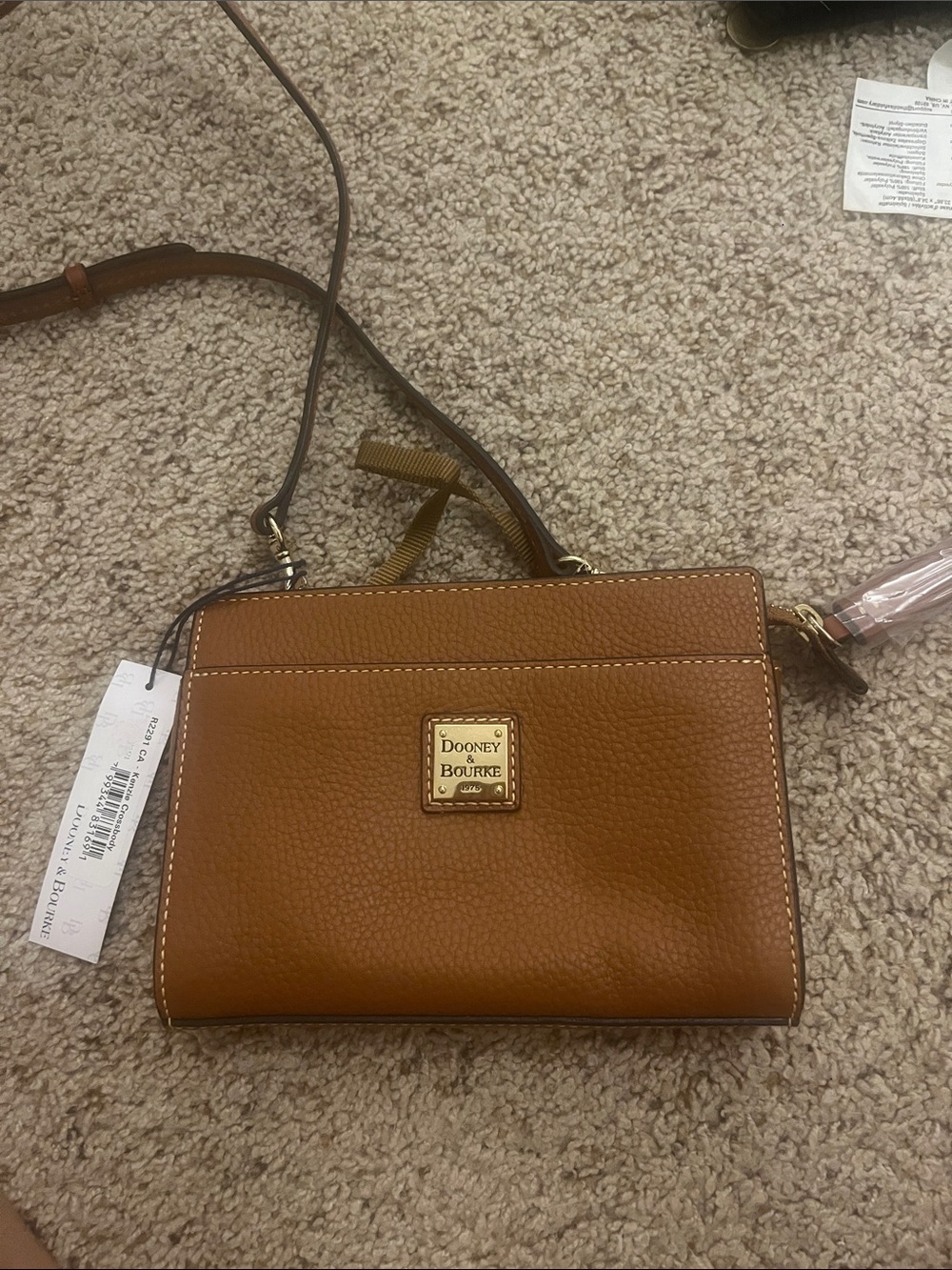 Dooney & Bourke Cognac Pebbled Leather Crossbody